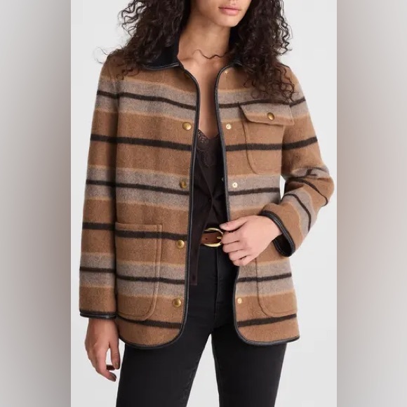 Madewell Brown and Black Striped Men's Jacket - Picture 3 of 8